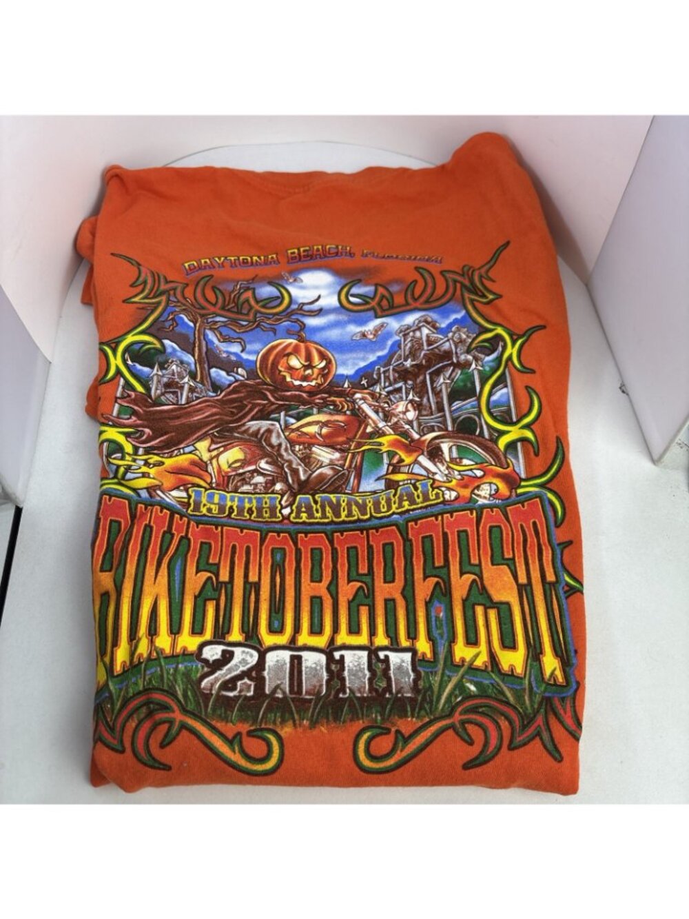 Biketoberfest Daytona Beach 2011 Orange Pit To Pit 22”; Shoulder To Hem 28” - Picture 2 of 3